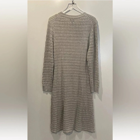GAP Heather Gray Textured Midi Sweater Dress Metallic Womens Size XL (1528) - Picture 4 of 6